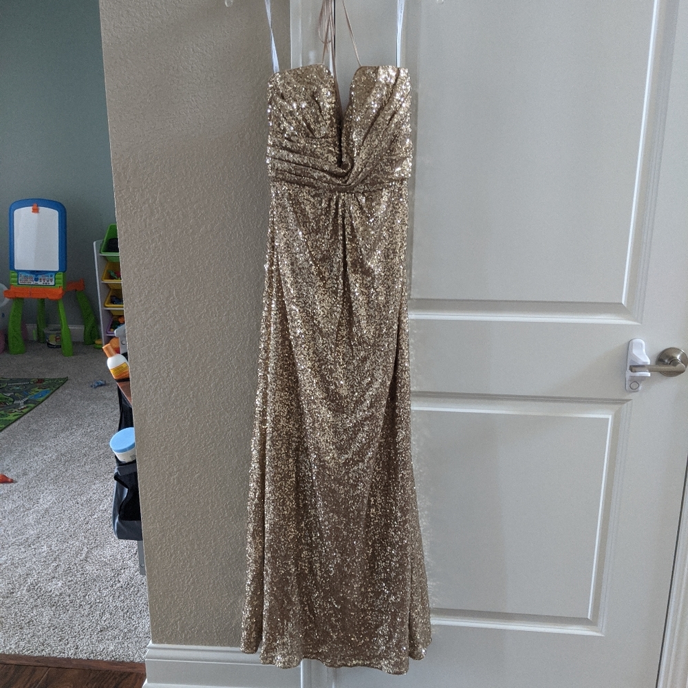 Alfred Angelo gold sequin dress